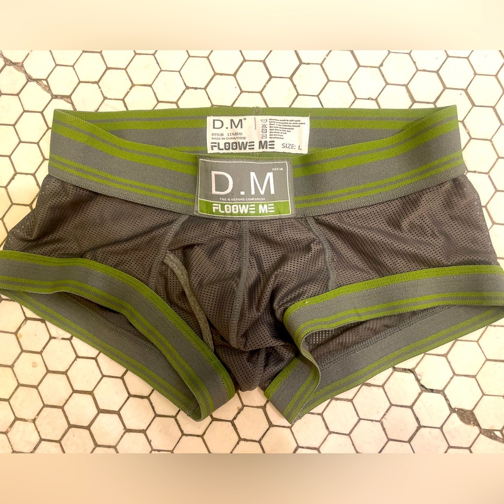 DM grey green mesh boxer briefs